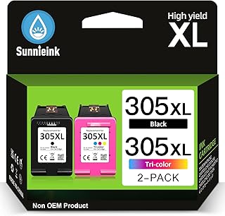 Sunnieink 305 Ink Cartridges Black and Colour, 305 Ink Cartridges Replacement for HP Ink 305, Printer Ink 305 XL for DeskJet 2700 2720 2710 2300 Plus 4120 4100 4110 Envy 6000 6032 6020 6022 Pro 6400