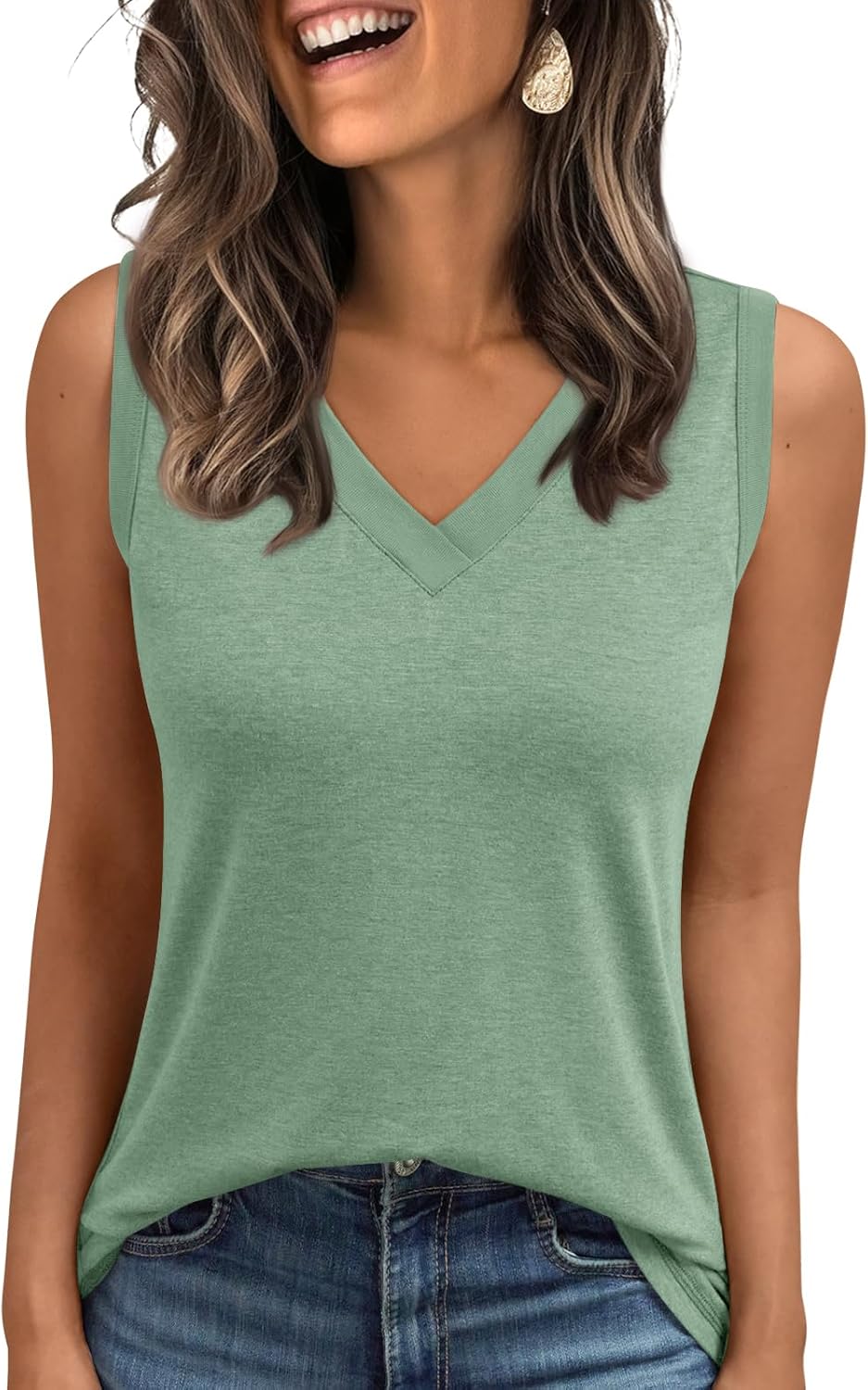 Tank Top Women Summer 2026 Casual Spring V Neck Sleeveless Tee Shirt Basic Trendy Beach Vacation Outfits Clothes