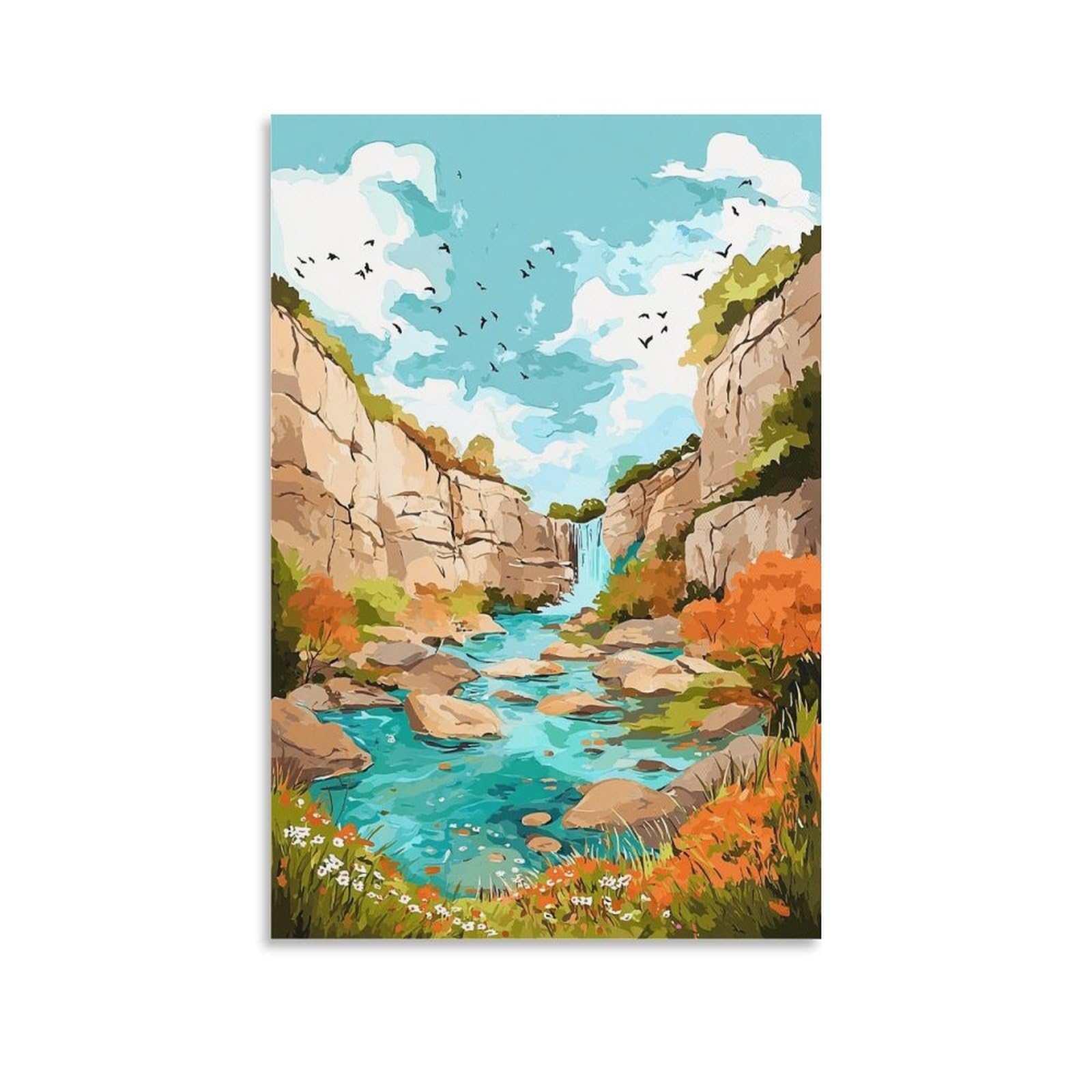 ZBBGGOZ Guadalupe River State Park Poster 24x36inch(60x90cm) Vintage Watercolor Canvas Art