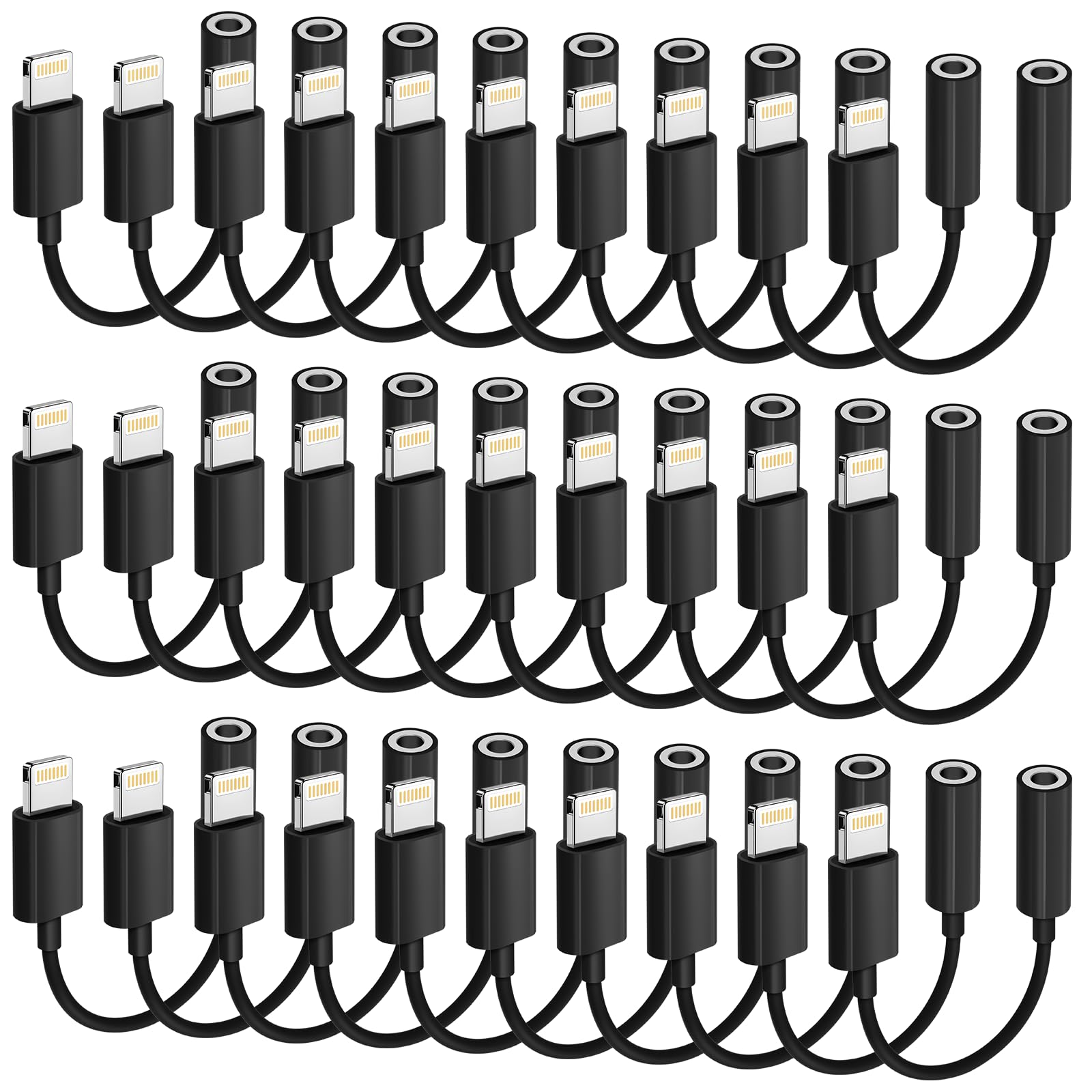 Apple MFi Certified 15 Pack Lightning to 3.5 mm Headphone Jack Adapter for iPhone, iPhone Aux Adapter Converter Dongle Audio Cable Compatible with iPhone 14 13 12 11 X XS 8 7 Black