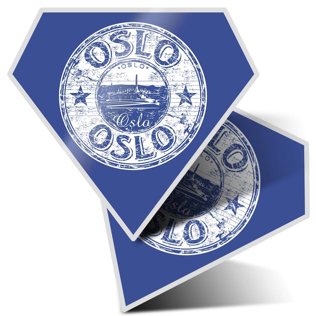 Destination Vinyl Ltd Multi 2 X Diamond Stickers 7.5 Cm - Oslo Norway Travel Stamp Fun Decals For Laptops,Tablets,Luggage,Scrap Booking,Fridges, #5911