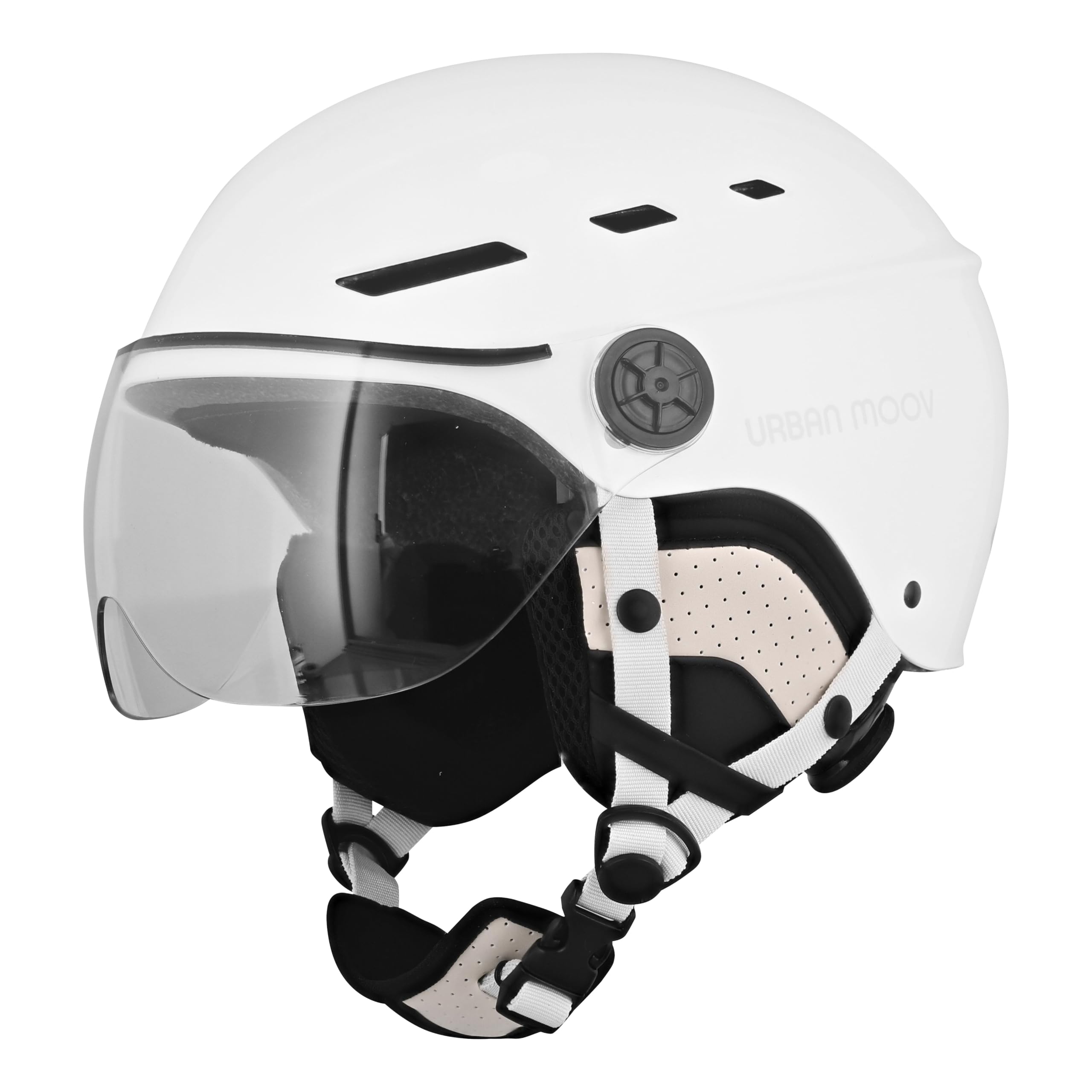 T'nB - Visor, Casque de Protection Vélo et Trottinette Electrique pour Homme et Femme, Visière Transparente, Réglage Molette, Caches-​Oreilles Détachables, Taille M (Tour de tête 54-​58 cm) - Blanc