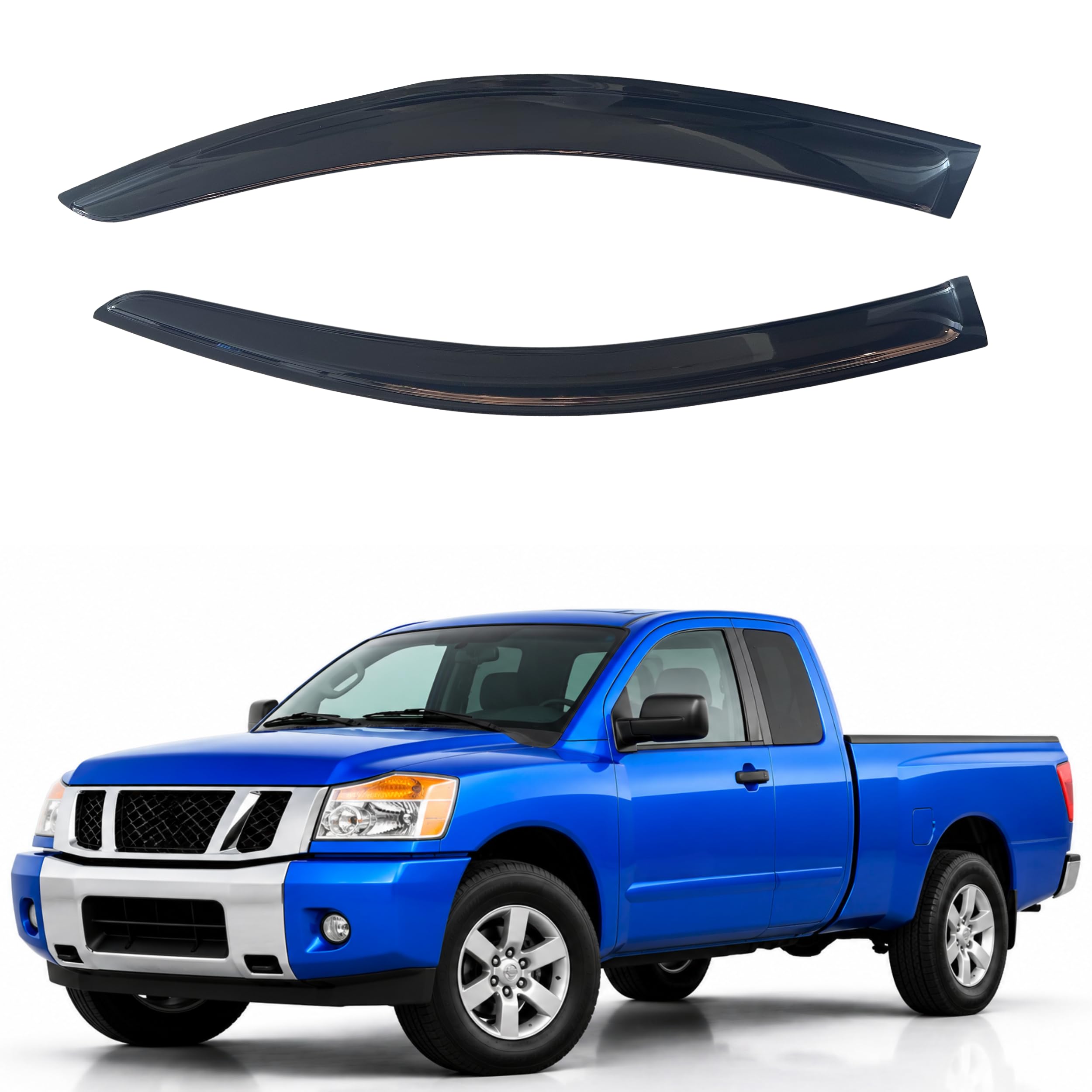 IG Window Visors Fit for 2004-2015 Nissan Titan King Cab, Out-Channel Rain Guards Vent Wind Deflectors 2PC, Truck Accessories for 04-15 Titan (Extended Cab Only)