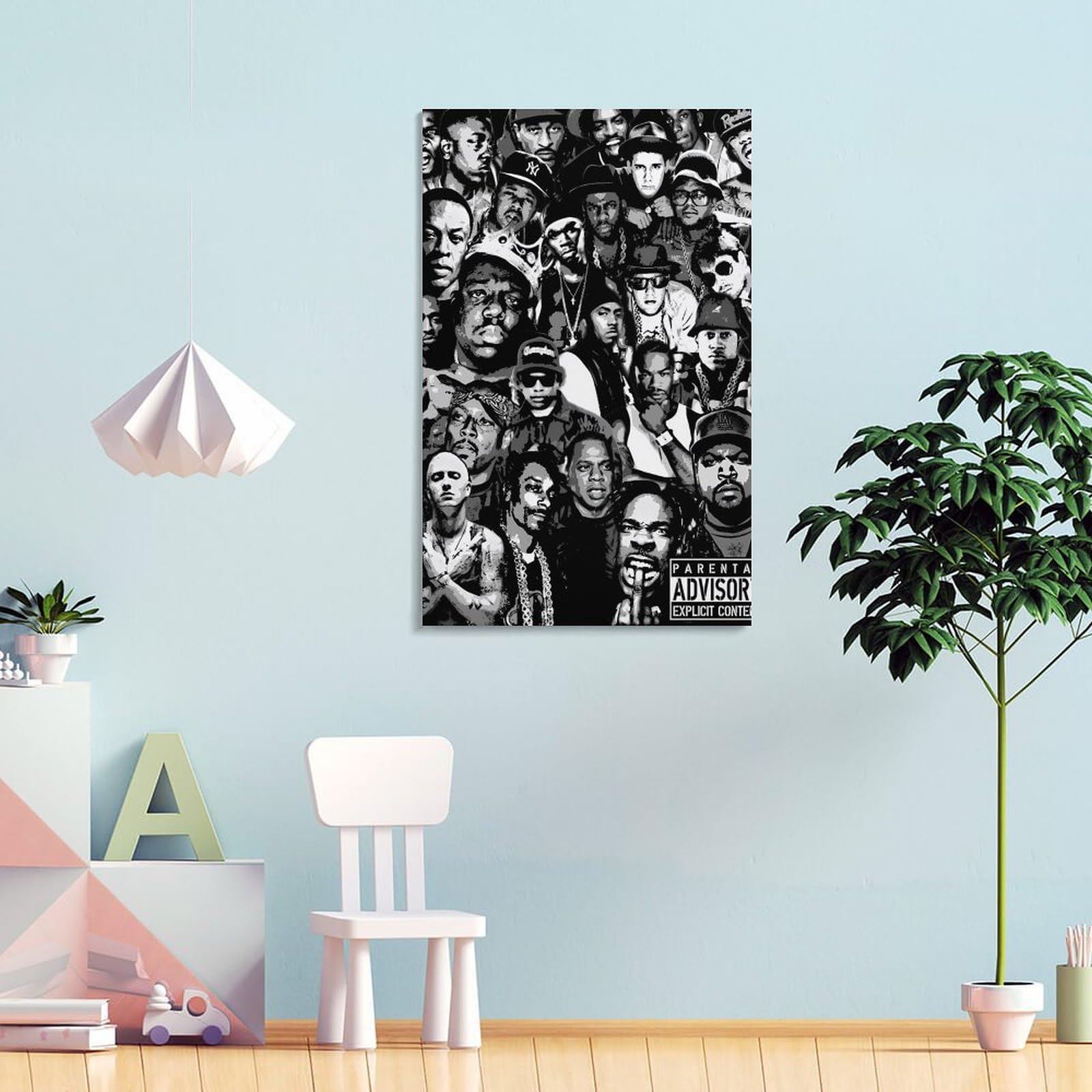 Poster su tela, motivo: cantante rap, hip hop, tutte le stelle, stampa artistica da parete, poster decorativo per la stanza, 40 x 60 cm, confezione da 8
