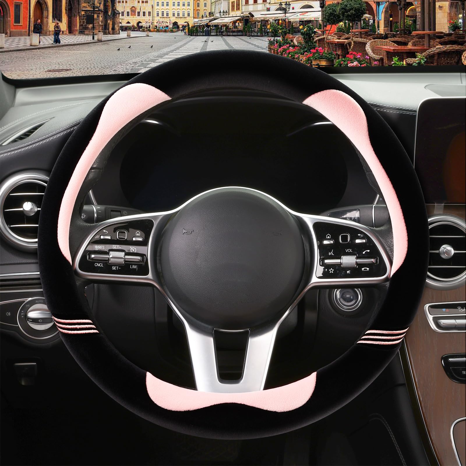 Binsheo Furry Cute Steering Wheel Cover