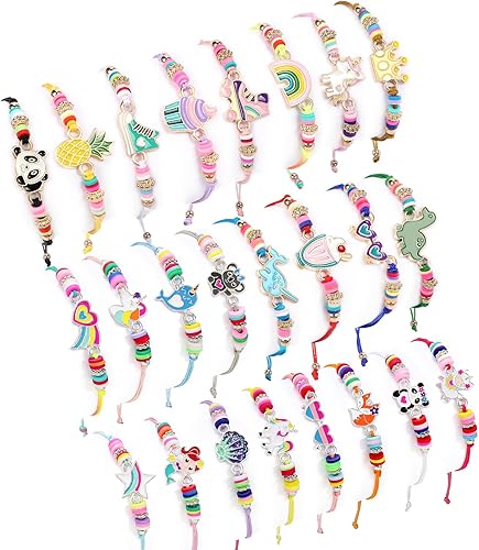 Miniatura 1 de Lorfancy 24 pulseras para niños y niñas, joyería para mujer, unicornio, animal, amistad, colgante para adolescentes y bebés, linda pulsera tejida
