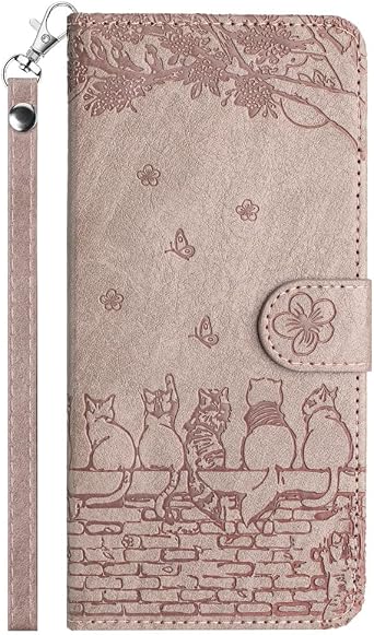 IVY Redmi Note 11S Case Wallet, [Curious Cat][Kickstand Flip][Lanyard Shoulder Strap][PU Leather] - Wallet Case for Redmi Note 11S Devices - Light Purple