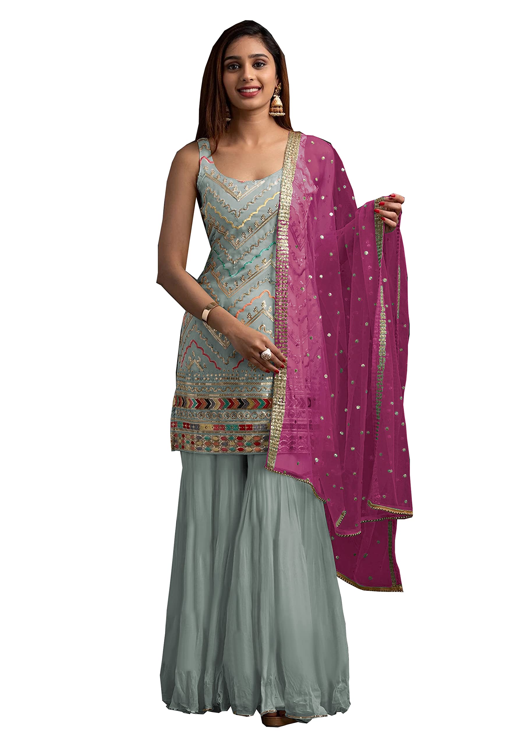 Delisa Fashion New Indian Pakistani Party/Wedding Wear Sharara salwar kameez suit women ready to wear dress with dupatta-1003