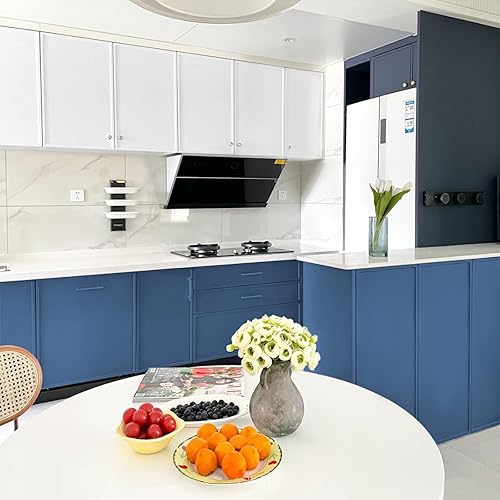 Miniatura 6 de Abyssaly Papel de contacto azul oscuro, papel tapiz sólido para pelar y pegar, papel de pared de vinilo autoadhesivo y extraíble para muebles de