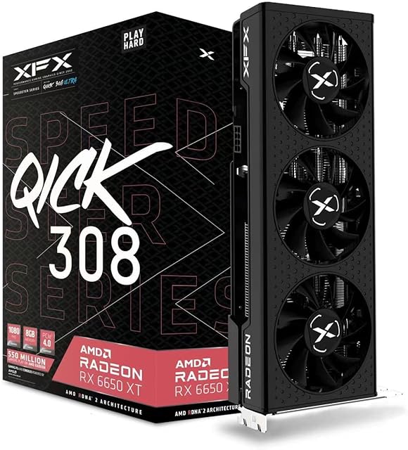 XFX SPEEDSTER QICK308 RADEON RX 6650XT Ultra Gaming Graphics Card with 8GB GDDR6 HDMI 3xDP, AMD RDNA 2 (RX-665X8LUDY)