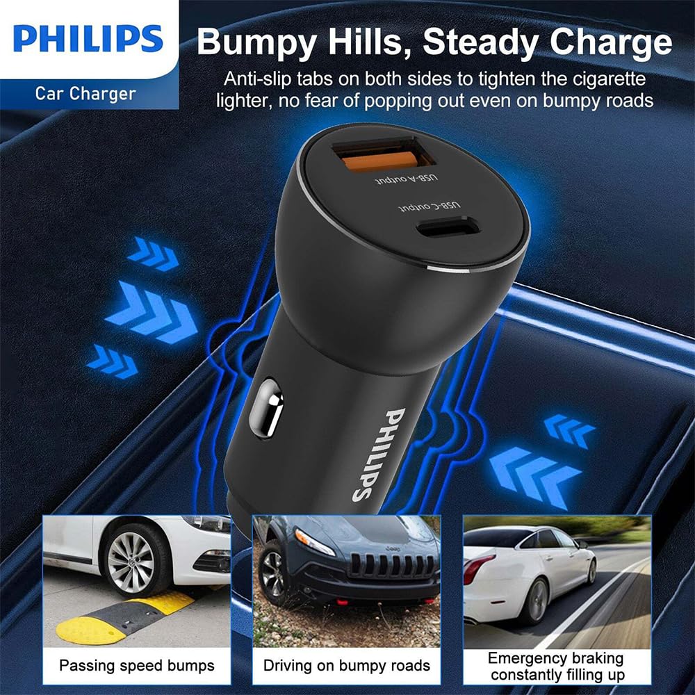 Philips DLP2521C/00 - Cargador de Coche, Color Negro