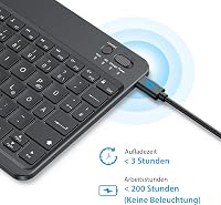 OMOTON Bluetooth Billentyűzet iPad iPhone Android Windows Telefonos Tartóval Háttérvilágítás Újratölthető QWERTZ 5