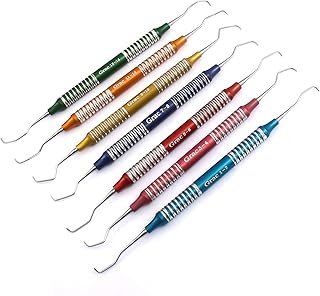AAProTools Set of 7 Gracey Curettes Hollow Handle Periodontal Dental Scalers Color Handles