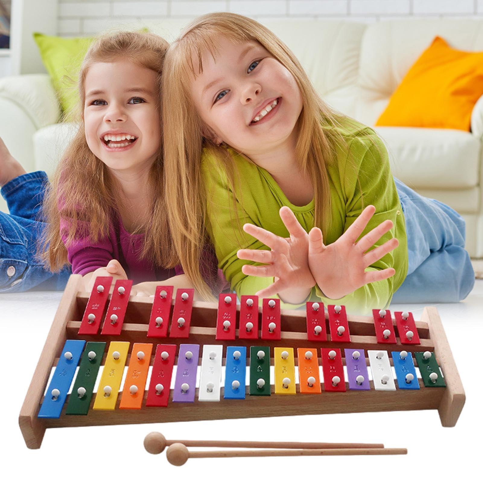 Xylophon für Kinder, Xylophon aus Holz - Professionelles Glockenspiel | Pädagogisches Xylophon für Kleinkinder 27 Noten, Xylophon für Kleinkinder, tragbares Glockenspiel Instrument für Kinder und n
