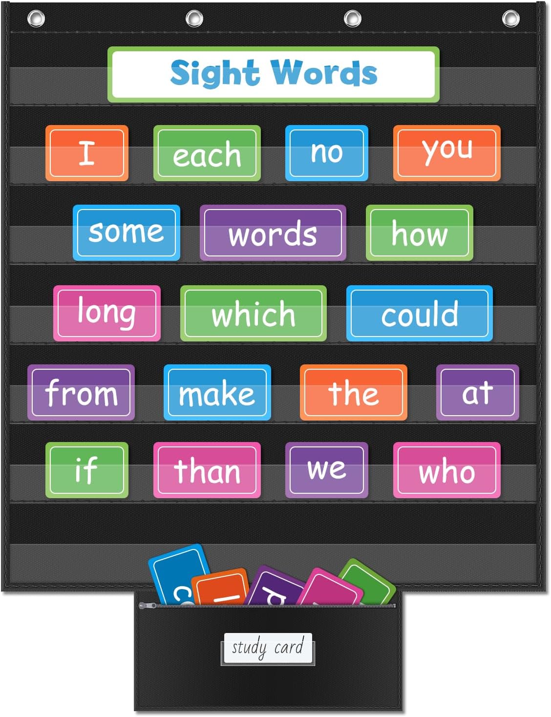 AKAYOK Standard Pocket Charts for Classroom, Interactive and Versatile Pocket Chart 28"x28" Sentence Strip Holder for Vocabulary, Practice Spelling, Display Number Patterns (Black)
