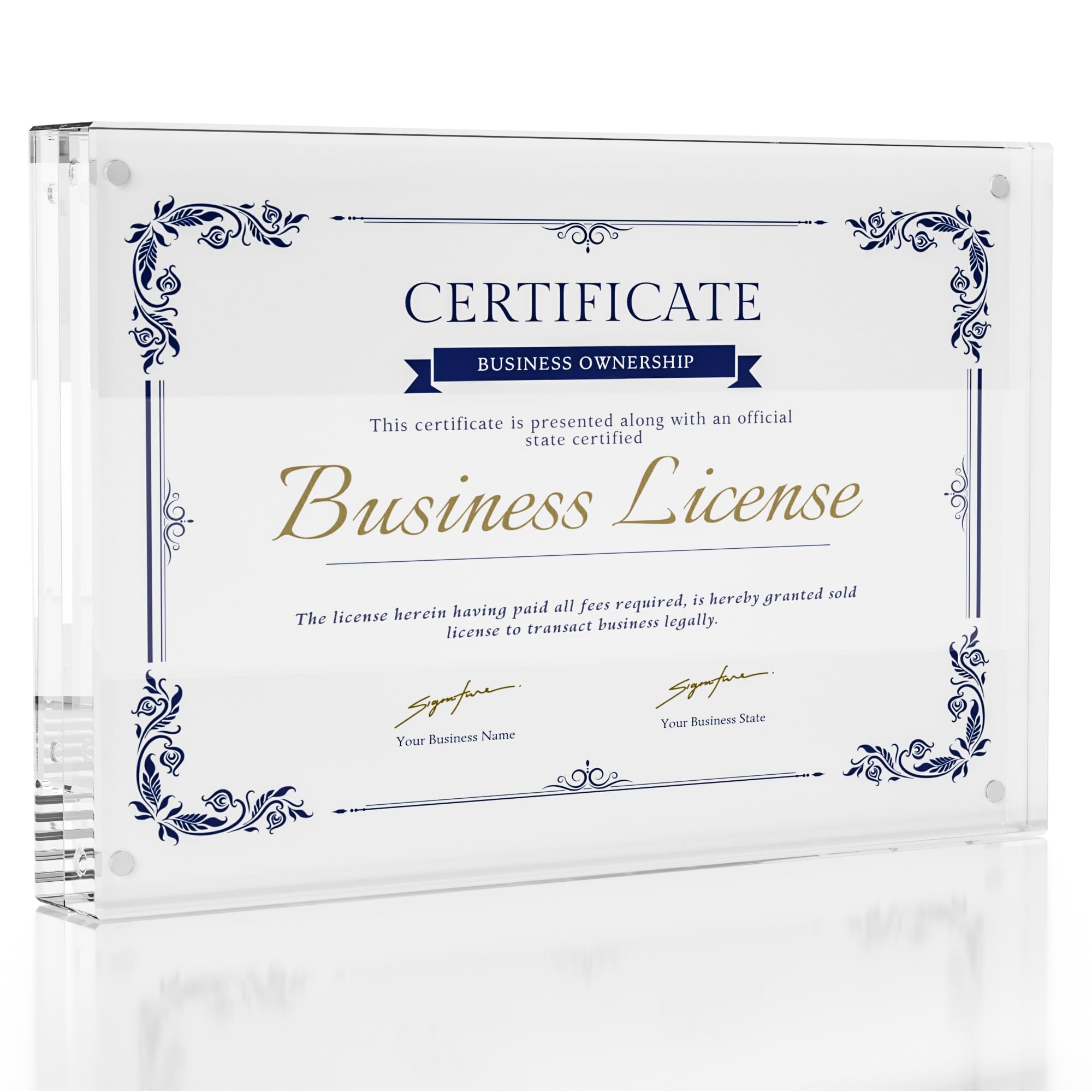HOZE Clear Acrylic Magnetic Certificate Holder
