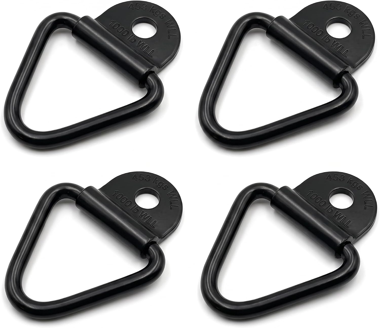 4 PCS Car V Ring Tie Down Anchors, Heavy Duty Metal Bed Tie Down Anchors Rings, V Ring Trailer Tie Down Anchor, Universal Mounting Accessories for Pickup Truck Trucks Trailers (Black)