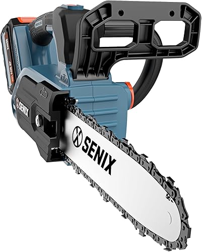 Miniatura 11 de SENIX Motosierra inalámbrica, motosierra de batería de 20 V y 10 pulgadas, motosierra sin escobillas, incluye batería de 2.5 Ah y cargador,