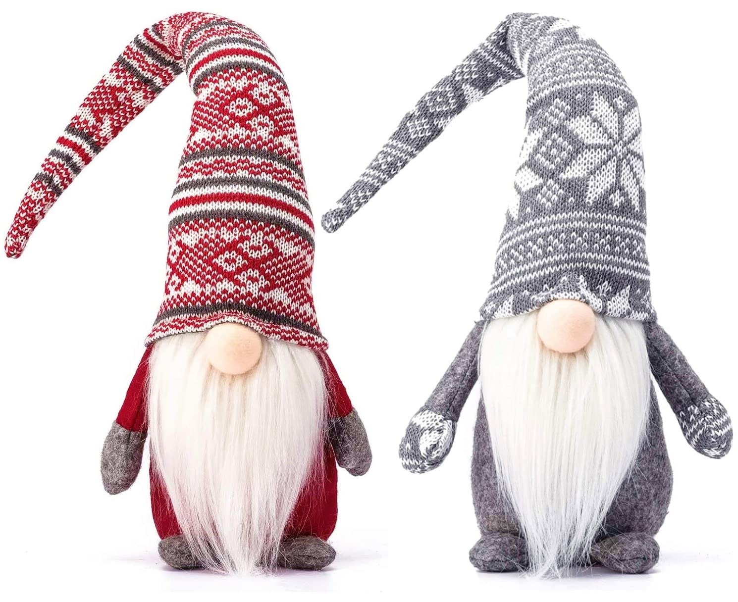 Kaheign 2Pcs Christmas Gnomes Plush Doll, 48Cm Handmade Knitted Plush Gonk Dwarf Elf Doll Swedish Gnomes Tomte For Xmas Fireplaces Office Christmas Party Decor (48Cm X 18Cm)
