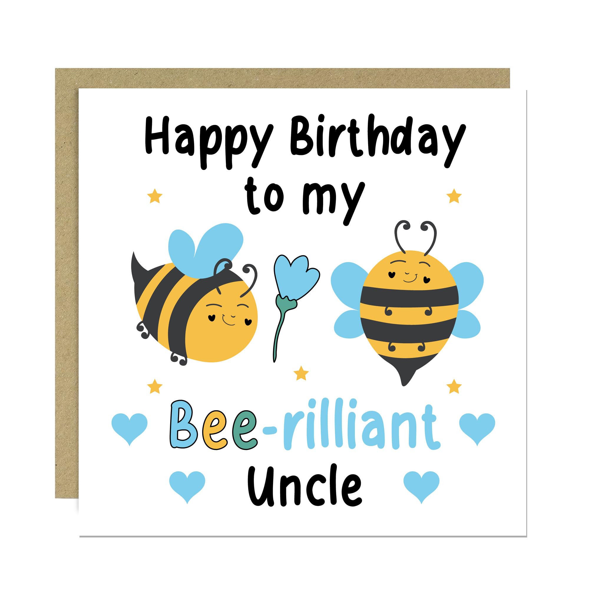 RED OCEAN Happy Birthday To My Bee Rilliant Uncle Card With Kraft Envelope Funny Card For Uncle Birthday From Niece Nephew Cute For