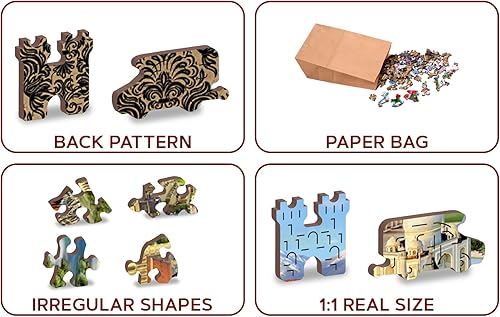 Miniatura 4 de WOODEN.CITY Rompecabezas de madera de 500 + 5 piezas emblemáticos del mundo, rompecabezas avanzados de viaje para adultos, rompecabezas de madera