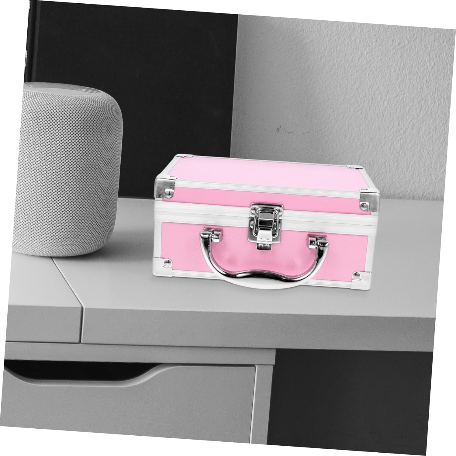 Cosmetic Train Case Aluminum Makeup Storage Rolling Case Makeup Organizer