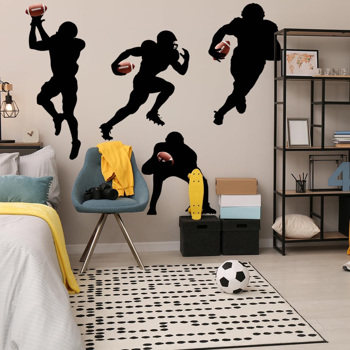 Football Wall Decals,American Footballs Art Wall Sticker,Peel and Stick Sport Footballs Wall Decor Stickers for Children's Rooms, Boys' and Girls' bedrooms, and Sports-Themed Decor