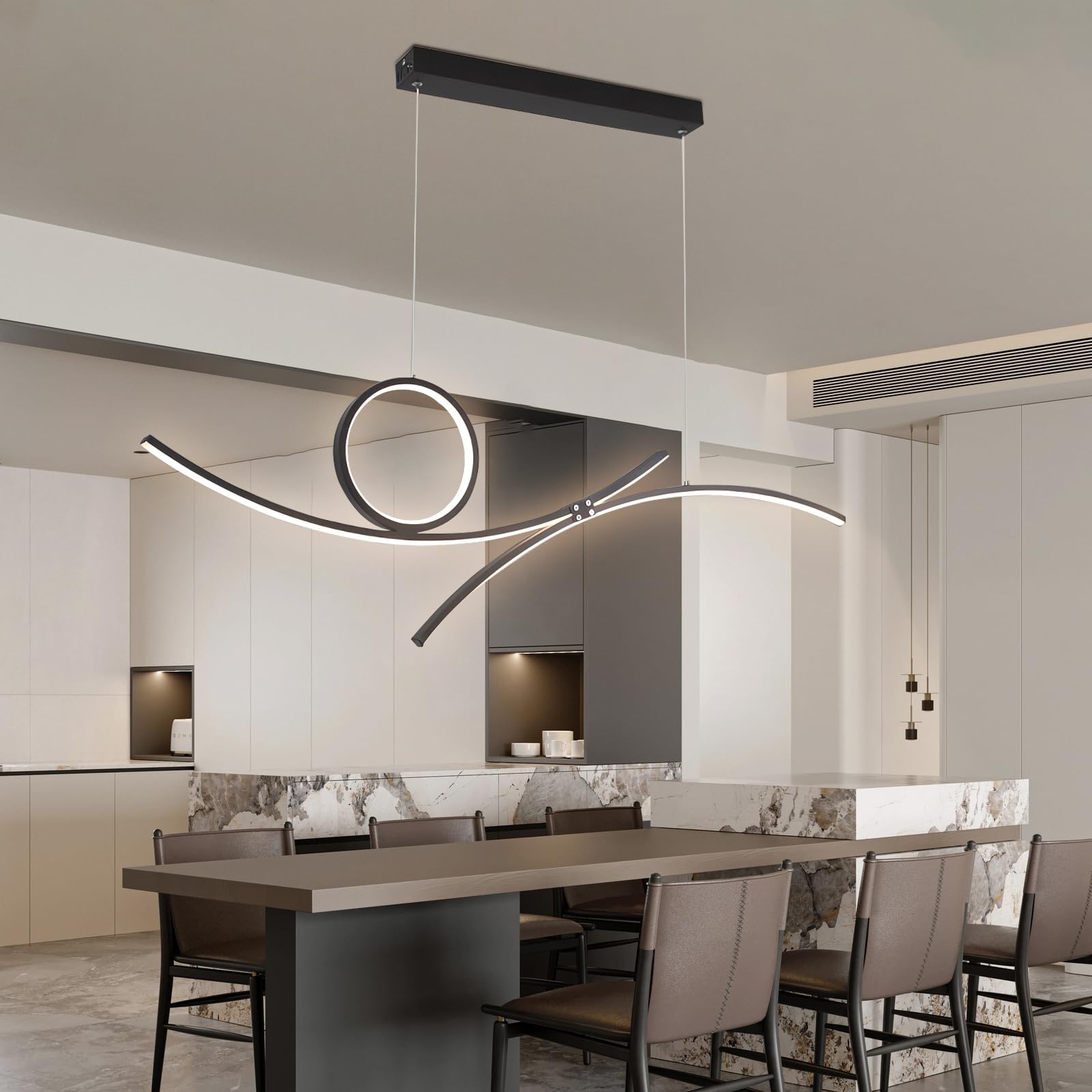 Moderno LED ampada a sospensione Lampade del ristorante Altezza regolabile | Dimmerabile con telecomando Controllo dell'app Lampada da tavolo da pranzo Lampada da ufficio