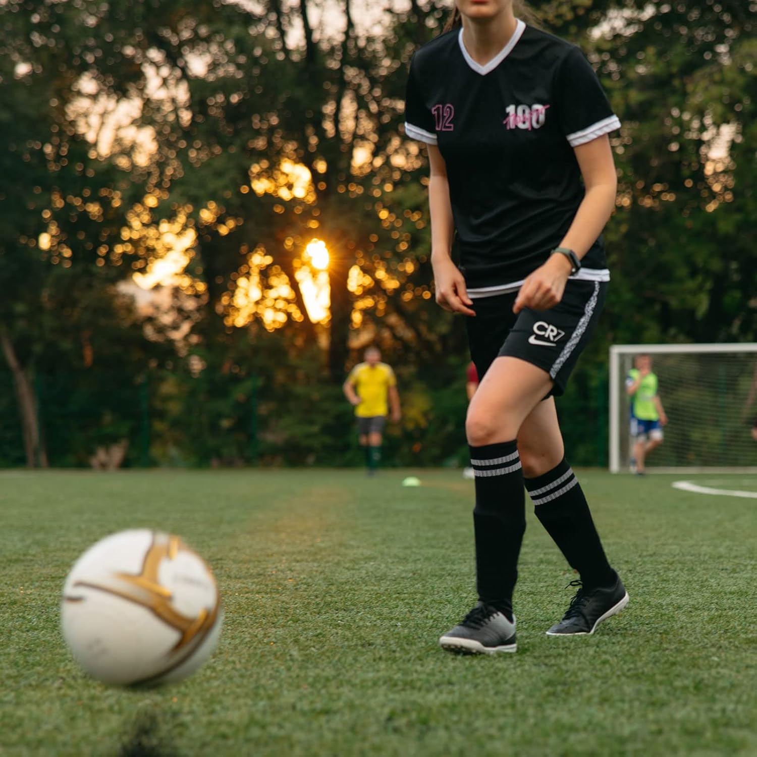 Elfcool 10 Pairs Soccer Socks Stripe Knee High Softball Baseball Team Sports Socks Breathable Football Socks for Men Women - Image 7