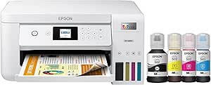 Epson EcoTank ET-2850 Wireless Color All-in-One Cartridge-Free Supertank Inkjet Printer, White - Print Scan Copy - 1.44" LCD Display, 10 ppm, 4800 x 1200 dpi, 2-Sided Printing, Voice-Activated