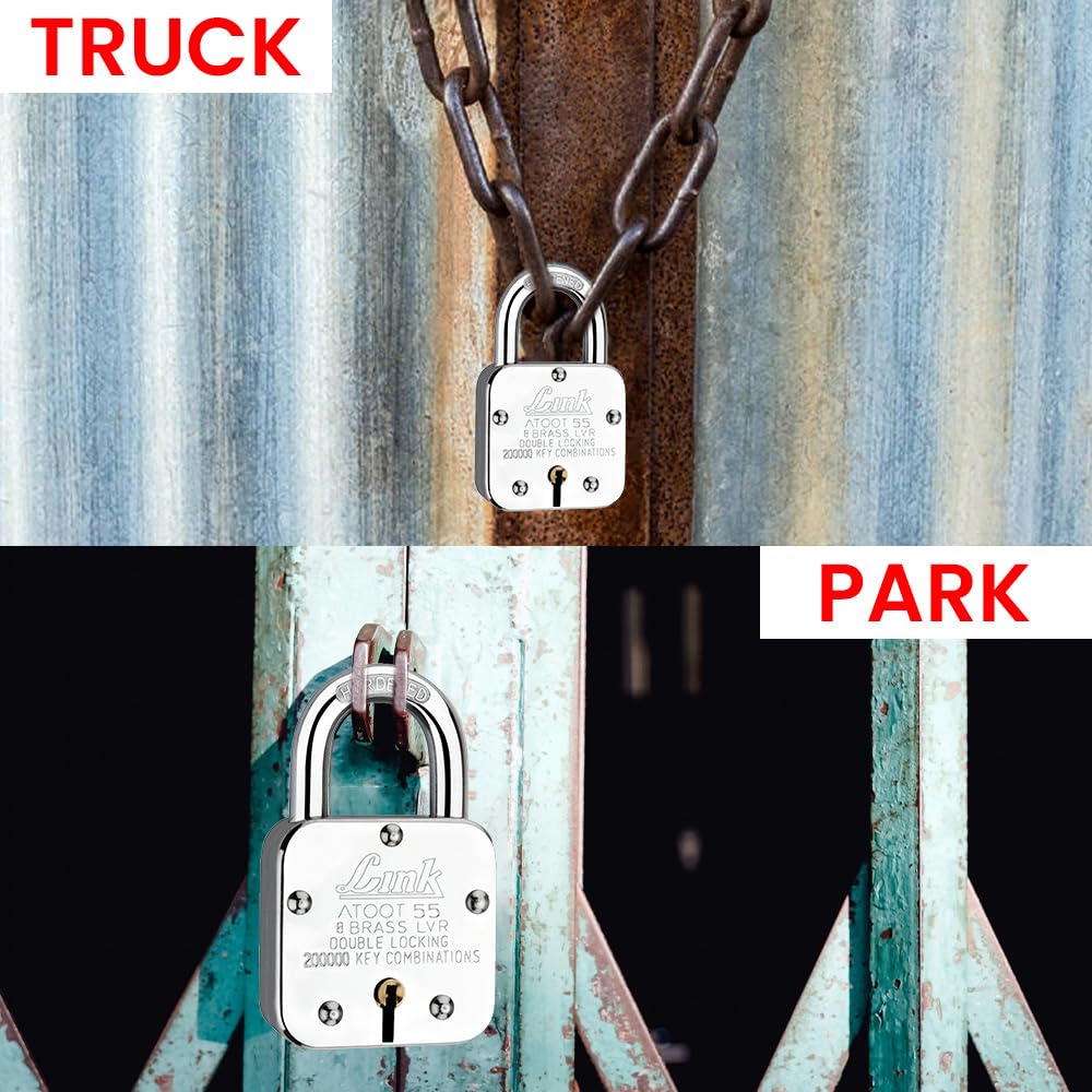 Link Atoot 55mm Padlocks 5Pcs Set | 2 Lakhs Key Combinatiosn | Steel Body | Hardened Shackle | 8 Brass Levers | Made in India | 3 Keys for Each Padlock — Amazon image 5