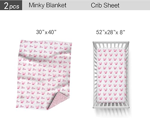 Miniatura 4 de Juego de ropa de cama personalizado para cuna para niñas, juego de ropa de cama personalizado para cuna con nombre, ropa de cama de guardería rosa
