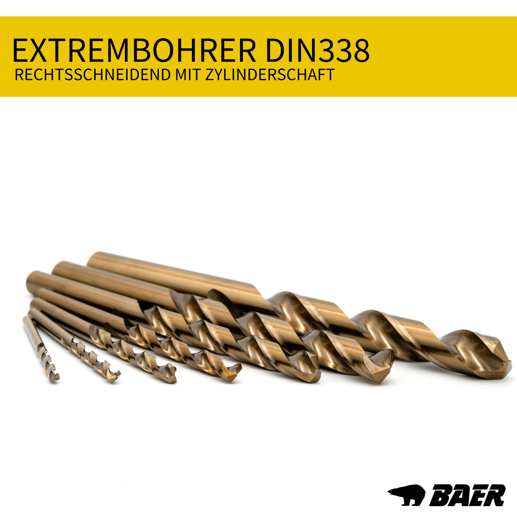 BaerCoil BAER UNiTap Gewindeschneider Set HSSE M3 - M12: Gewindebohrer Durchgangsloch - Kernlochbohrer - High-End Gewindeschneid-Satz - Gewindebohrer-Set - Gewindeschneider - Maschinengewindebohrer