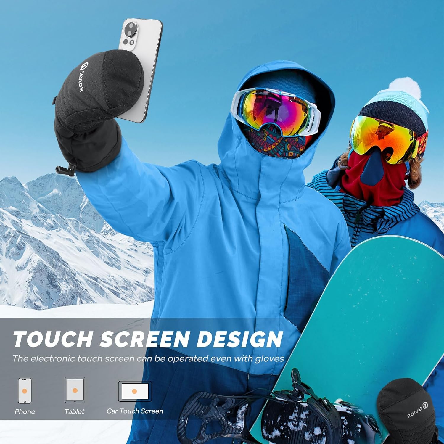 SAVIOR HEAT Heated Gloves, 3 Heat Levels 7.4V Battery Powered Rechargeable Winter Gloves for Men Women, Water-Resistant Windproof Electric Hand Warmers for Skiing Snowboarding Outdoor Work