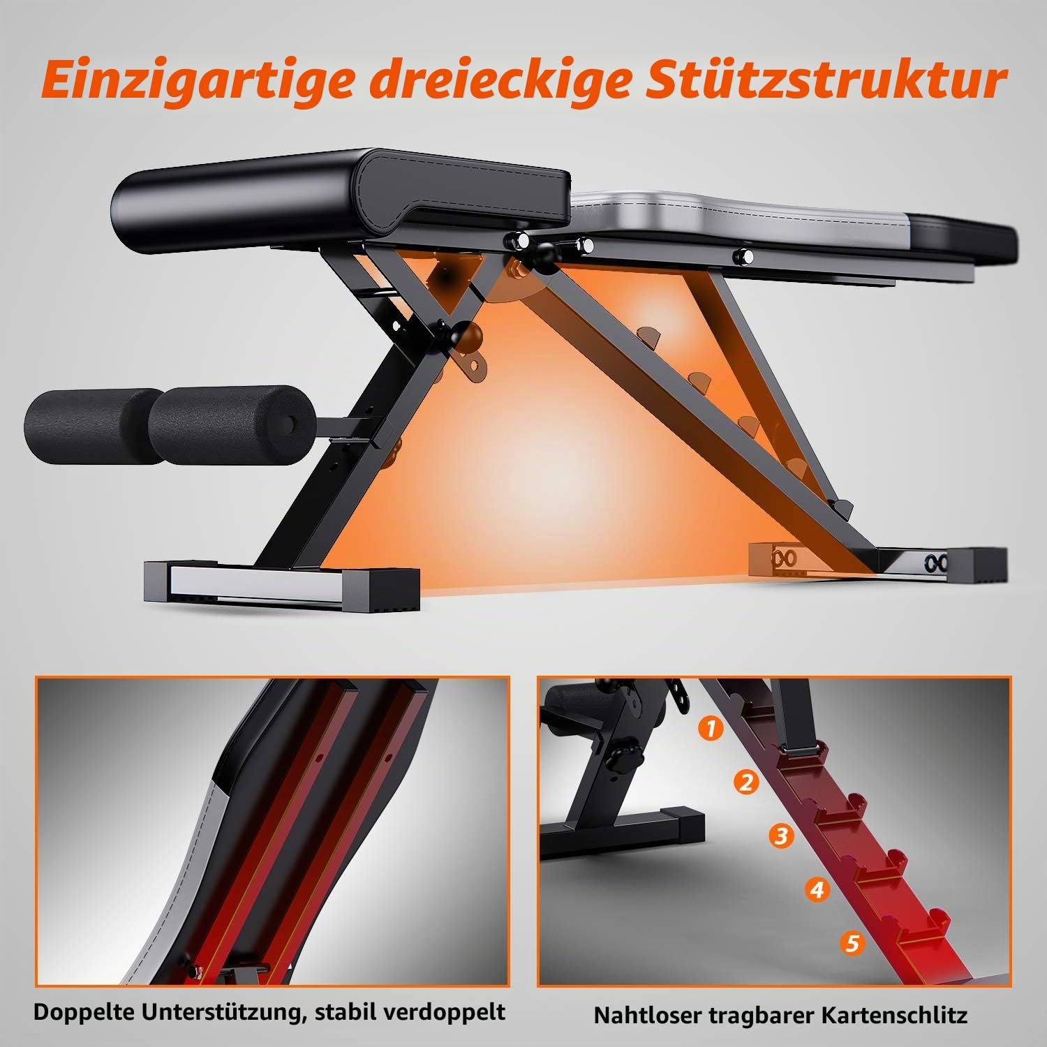 WINNOW Verstellbare Hantelbank Faltbare Workout Bank Heim Training Gym Fitness Flache Bank Presse für Ganzkörper Übung