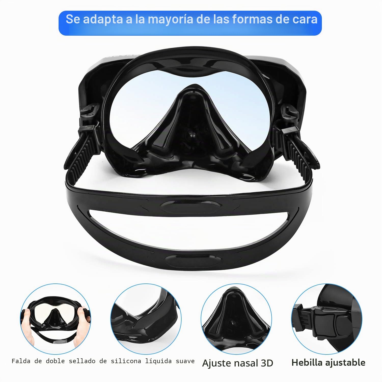 Gafas Buceo, Mascara Snorkel con Visión Panorámica Antivaho y Tubo Seco Antifugas, Equipo para Adultos y Jóvenes, Bolsa para Kit Incluida