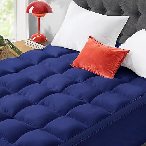 Miniatura 8 de CYMULA Cubrecolchón tamaño individual XL, funda de colchón para máxima comodidad, extra gruesa 5D plumón alternativo de nieve sobrellenado con