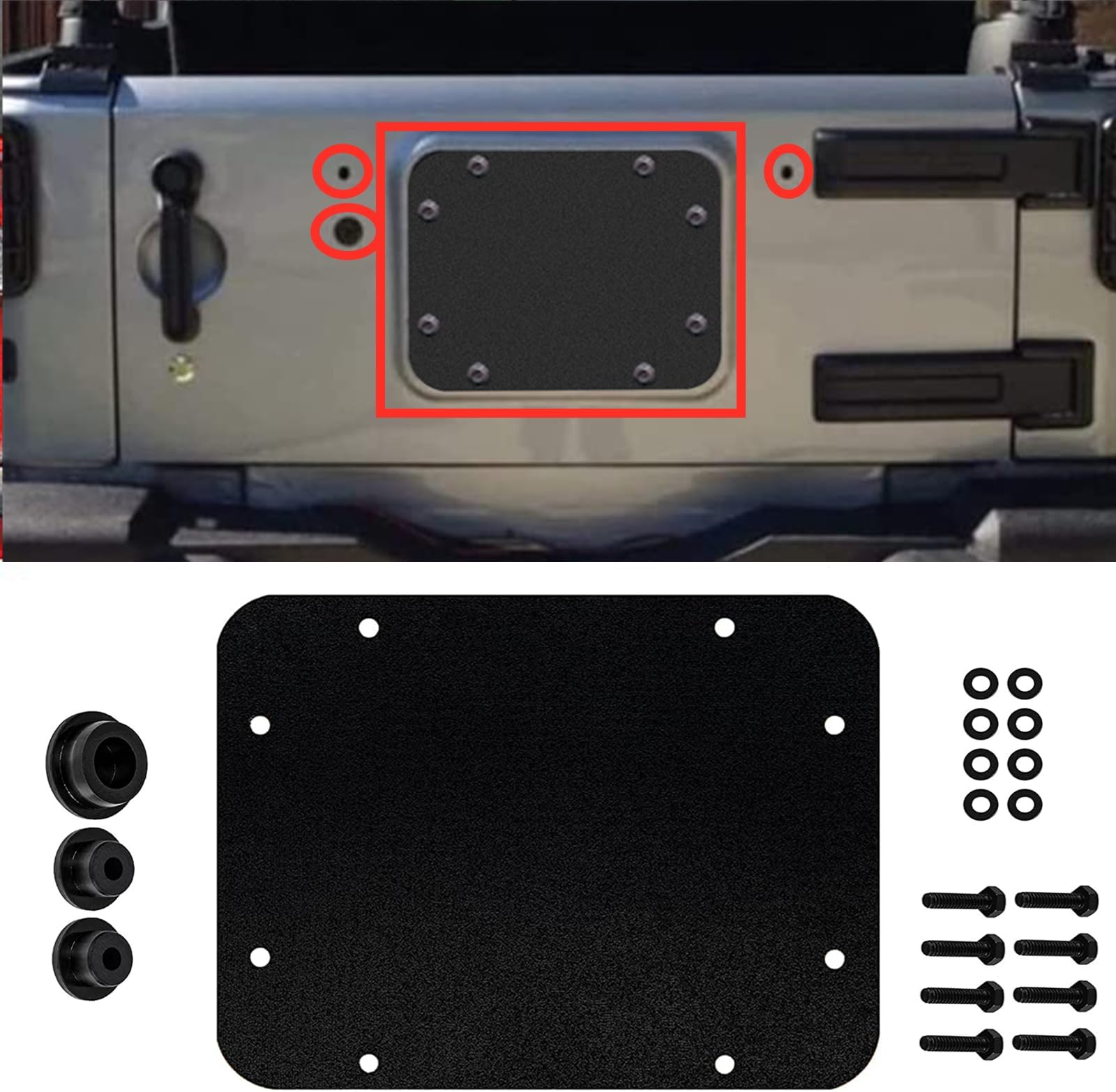 Spare Tire Carrier Delete Plate - Rock's 4x4 - Foto 3