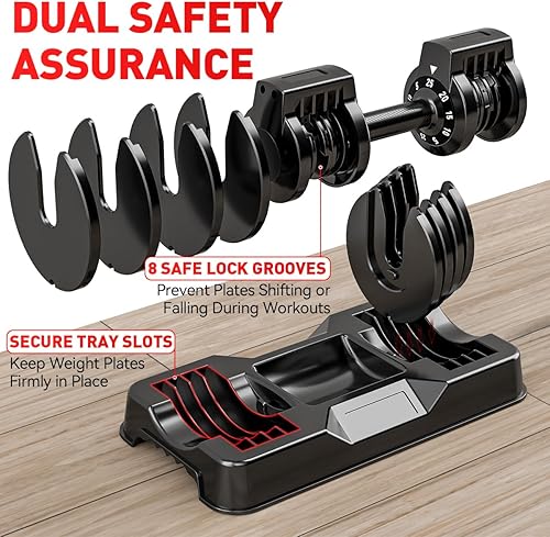 Miniatura 3 de 25/55lbs Adjustable Dumbbells Set, Dumbbells with Anti-Slip Metal Handle for Exercise & Fitness Fast Adjust Weight for Full Body Workout Fitness