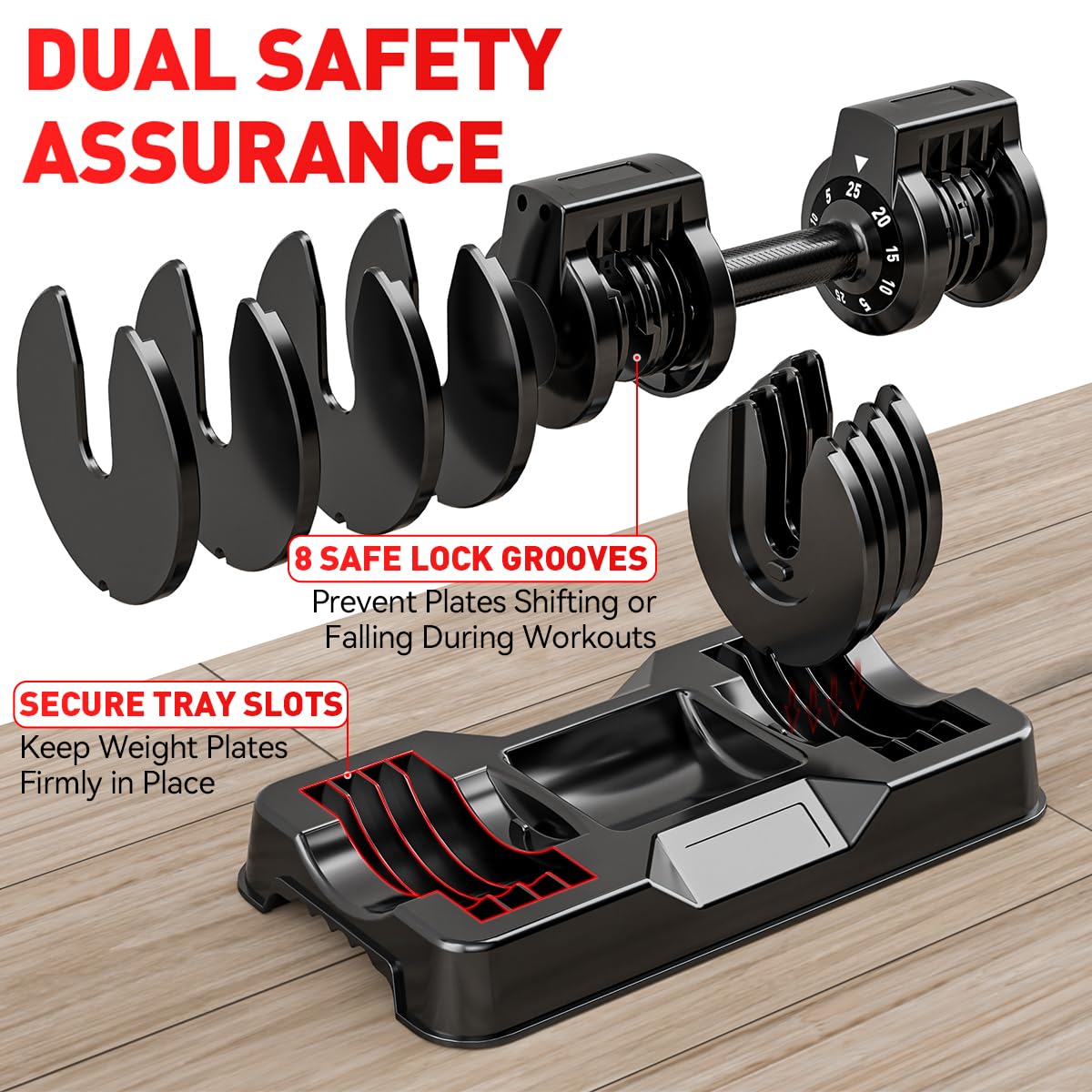 Adjustable Dumbbell Set of 2, 50/100 Free Weights Dumbbell Set | 5-in-1 Dumbbell Set, Quick-Lock Hand Weights, 25lbs/50lbs Pair, Anti-Slip Texture Handle, Home Gym for Men and Women