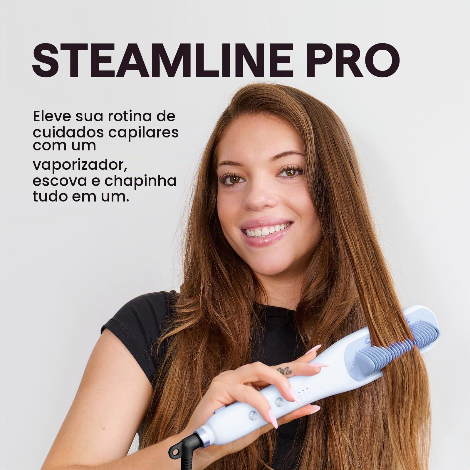 Wavytalk Escova Alisadora Vapor Steamline Pro 3 Em 1,Menos Danos Wavytalk Escova Alisadora Vapor Steamline Pro 3 Em 1,Menos Danos