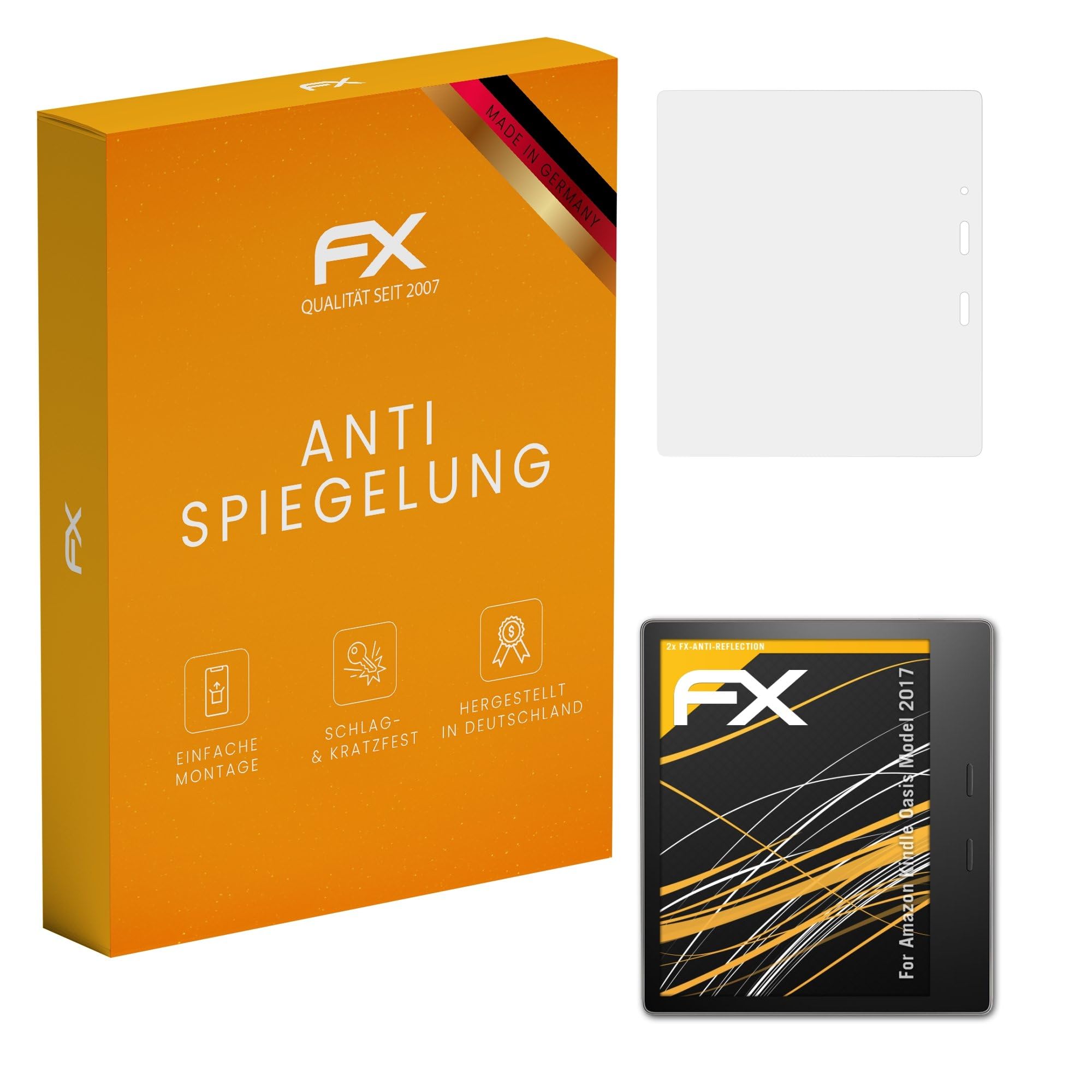atFoliX Screen Protector compatible with Amazn Kindl Oasis Model 2017 Screen Protection Film, anti-reflective and shock-absorbing FX Protector Film (2X)