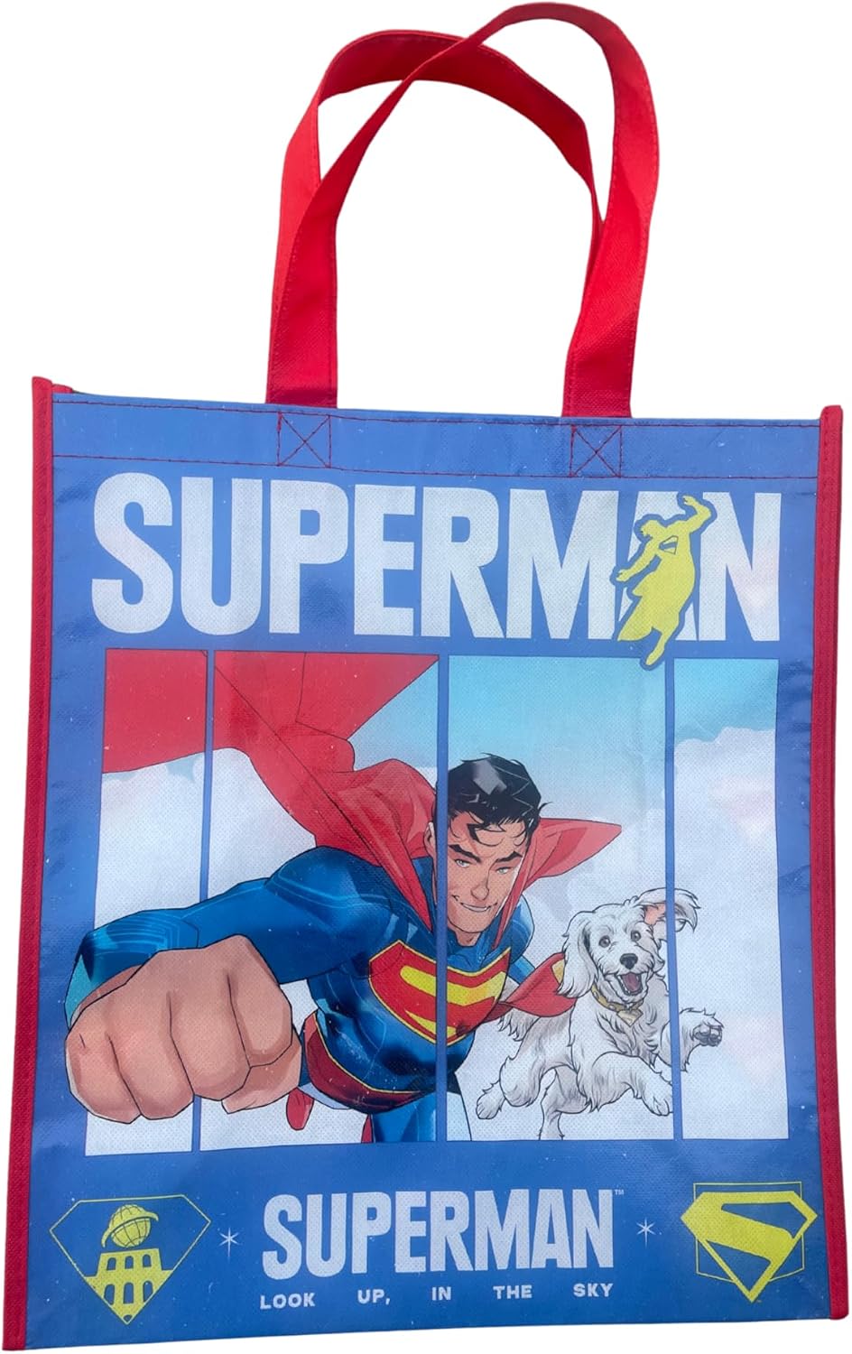 Legacy Licensing Partners DC Comics Superman and Super Dog Krypto Collectable Large Reusable Christmas Gift Tote Bag