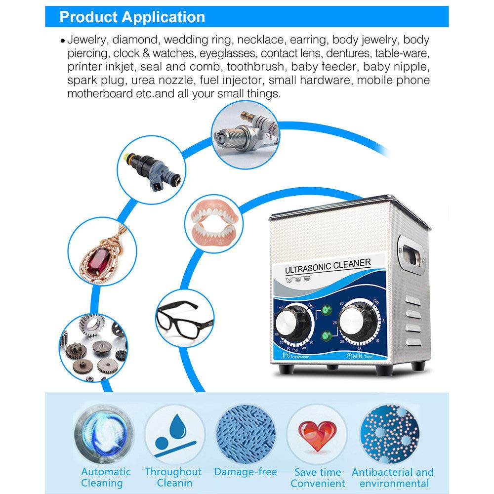 Limpiador ultrasónico Profesional de 2L/3,2L, Limpiador ultrasónico para baño, Limpiador de Joyas con Temporizador Digital, para Gafas/Joyas/Relojes/dentaduras postizas/Diamantes, etc., Uso comercia