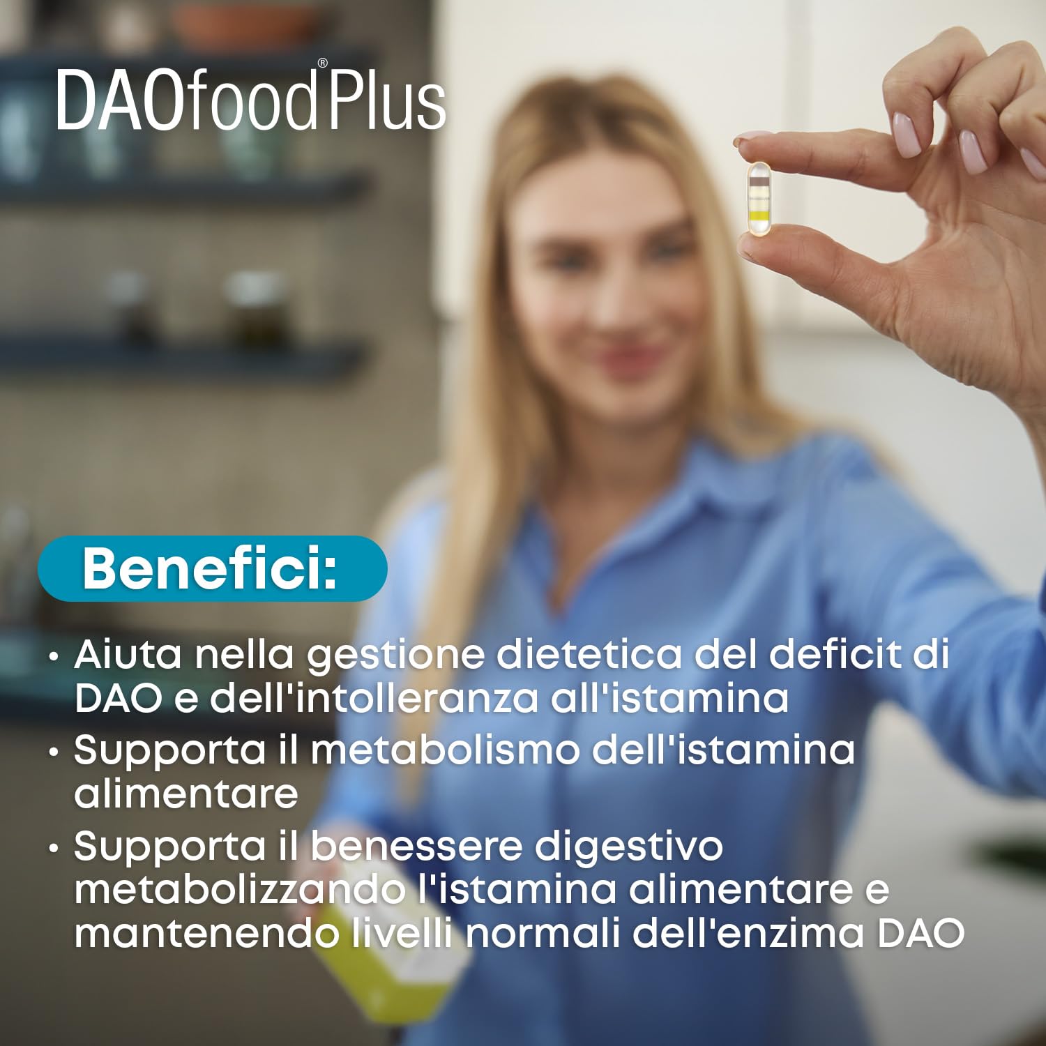 DR Healthcare - DAOfood Plus - Enzima DAO - Quercetina e Vitamina C - Contribuisce all’Equilibrio dell’Istamina Alimentare - 60 Capsule con Mini-Compresse Gastroresistenti di DAO