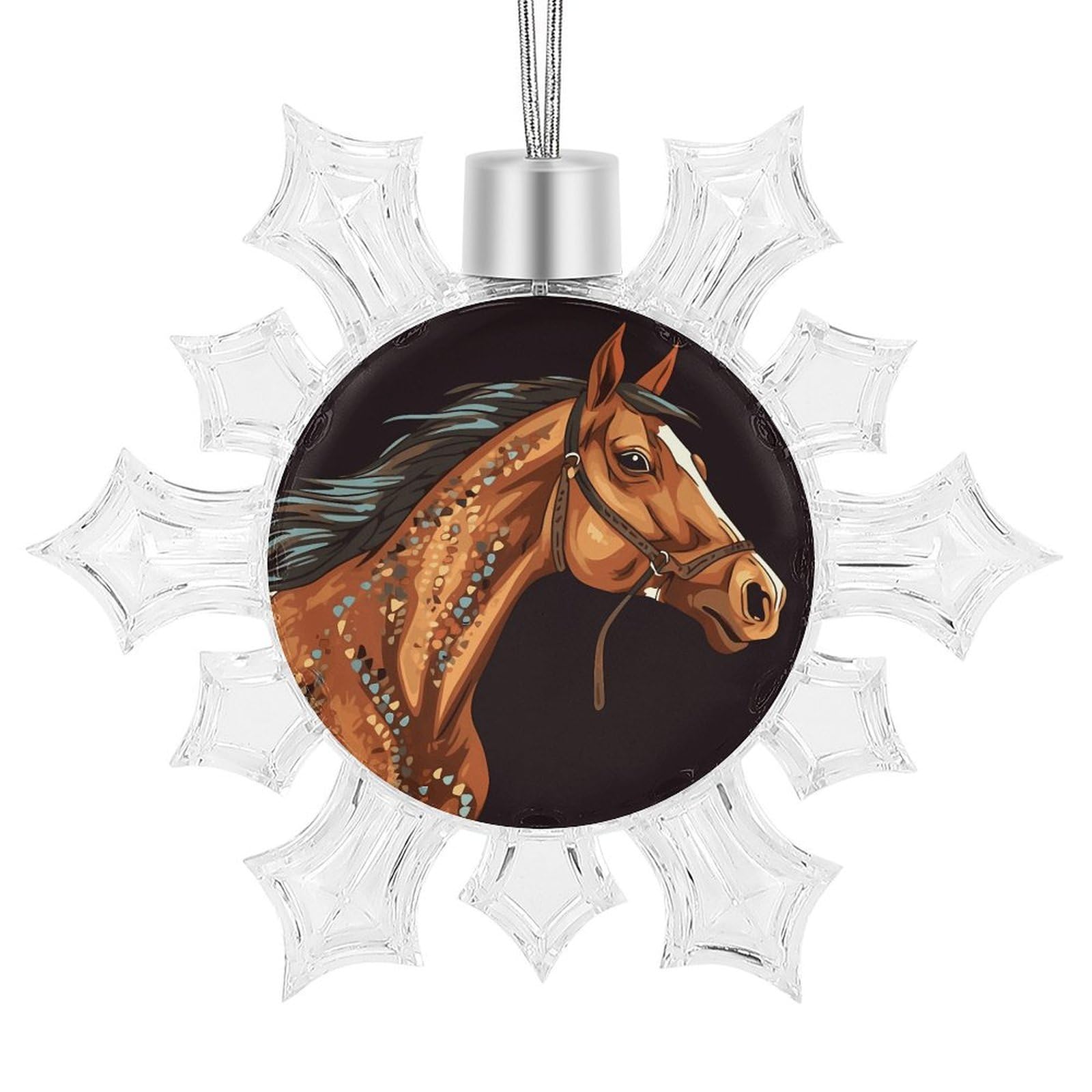 Brown Horse Snowflake Ornaments Cute Snowflake Pendant Exquisite Christmas Tree Ornaments for Christmas Weddings New Year Birthday Holiday Celebration