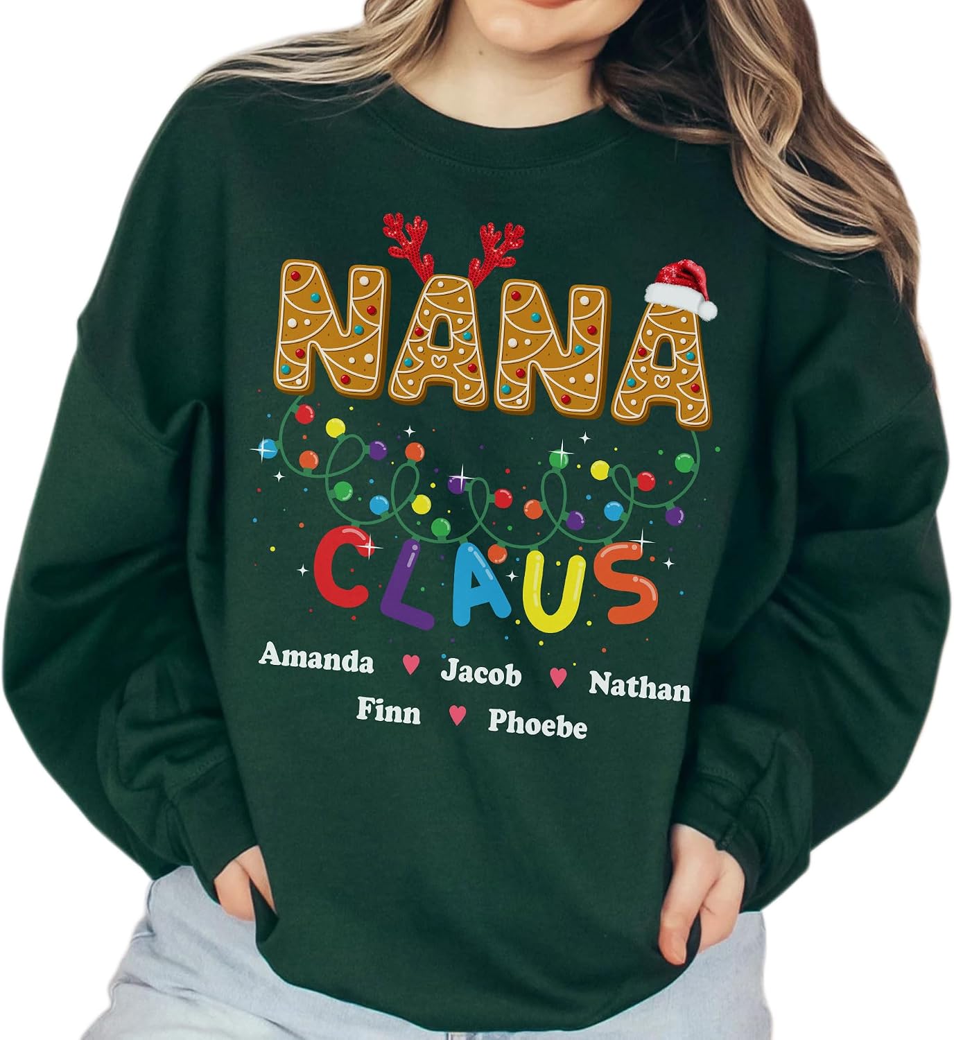 Custom Name Nana Claus Sweatshirt, Custom Sweatshirt, Nana Sweatshirt, Personalized Grandma Sweatshirt