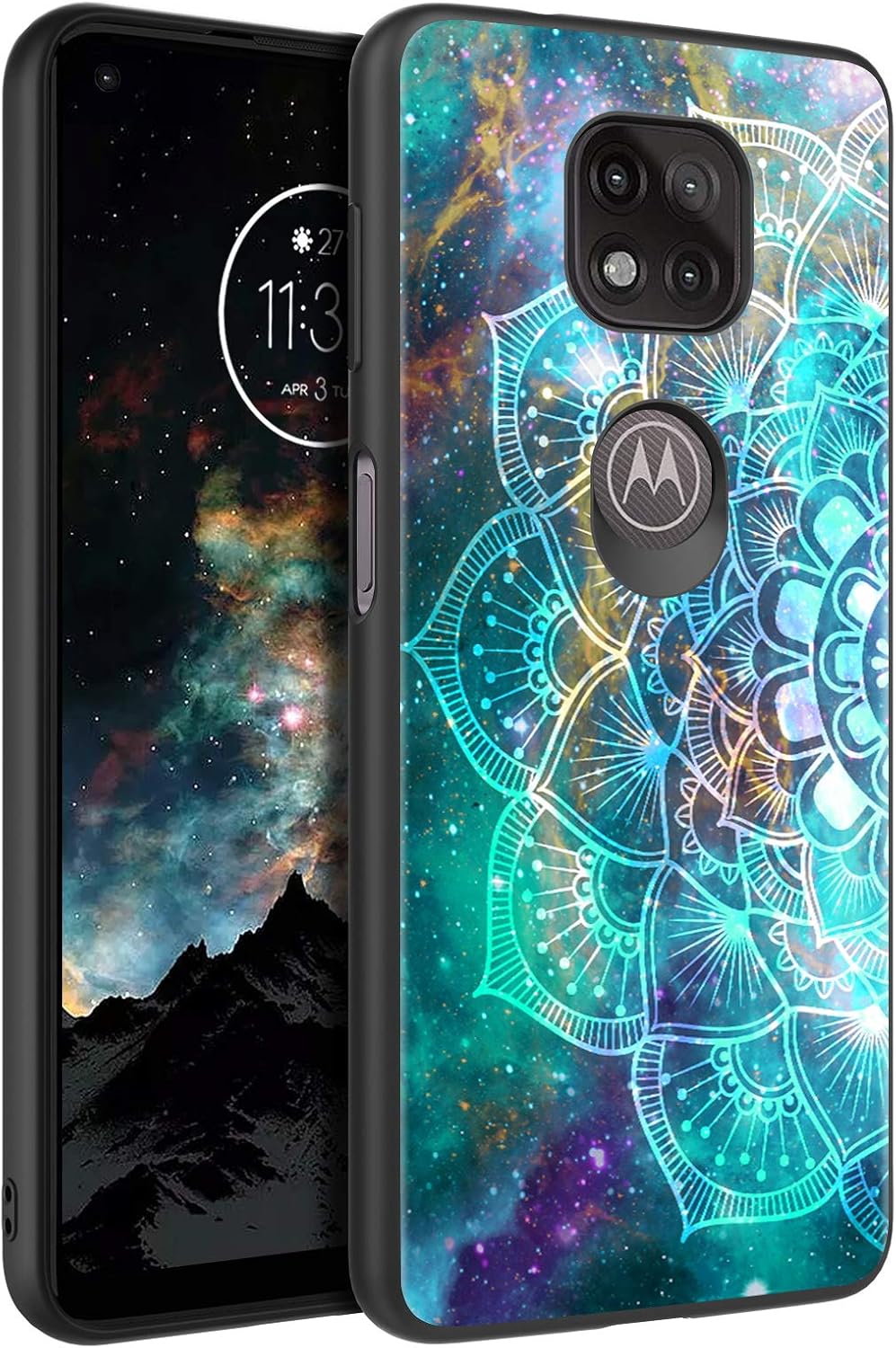 BENTOBEN Compatible with Moto G Power 2021 Case, Slim Fit Glow in The Dark Shockproof Protective Hybrid Hard PC Soft TPU Bumper Cover Phone Cases for Motorola Moto G Power (2021), Mandala in Galaxy