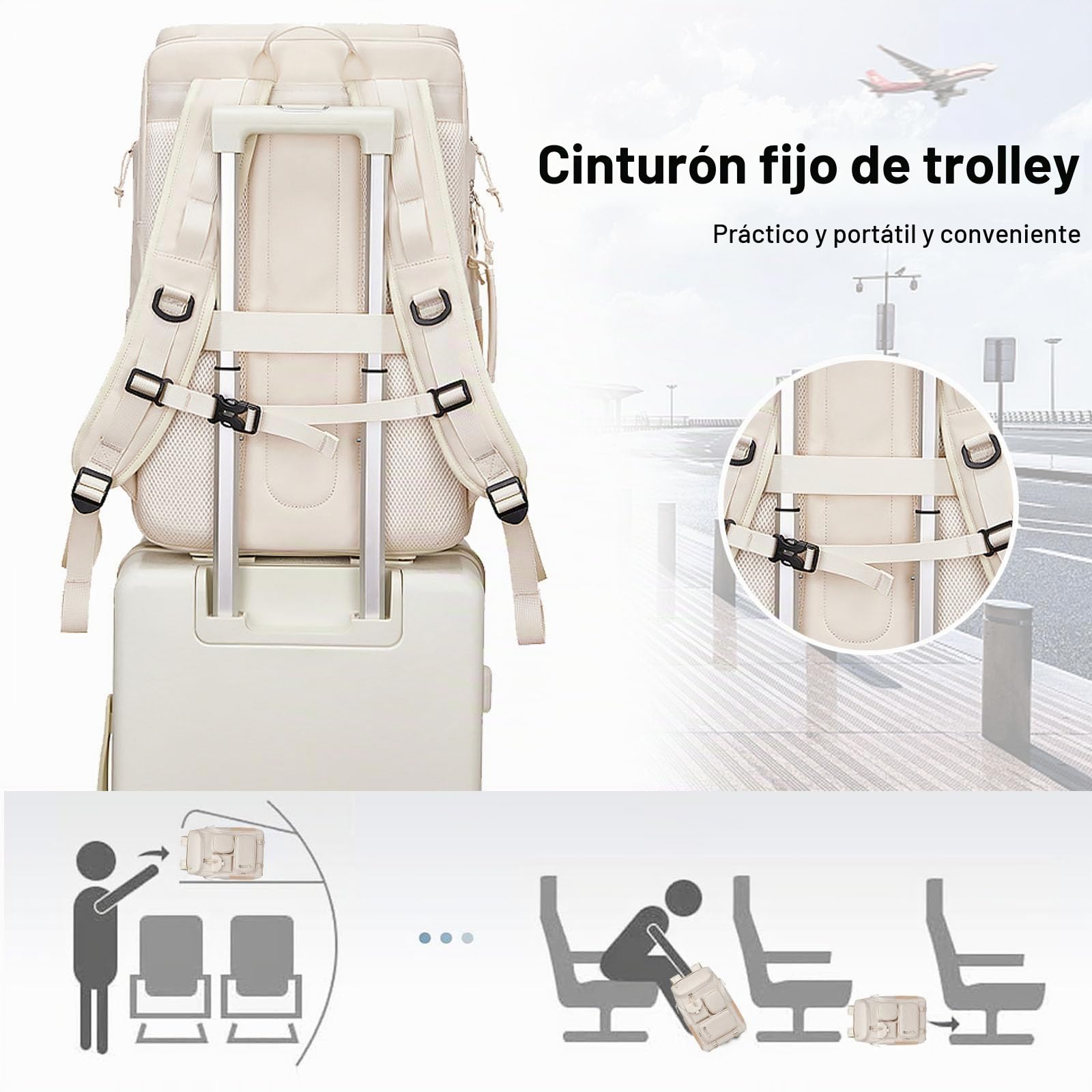 FANDARE Mujer Laptop Mochilas Tipo Casual Bolsa de Equipaje de Mano para avión Hombre Mochila Viaje Ryanair Bolsa Bolso de Mano Mochila de Viaje Gran Capacidad Bolsos Negocio Trabajo Mochila Negro