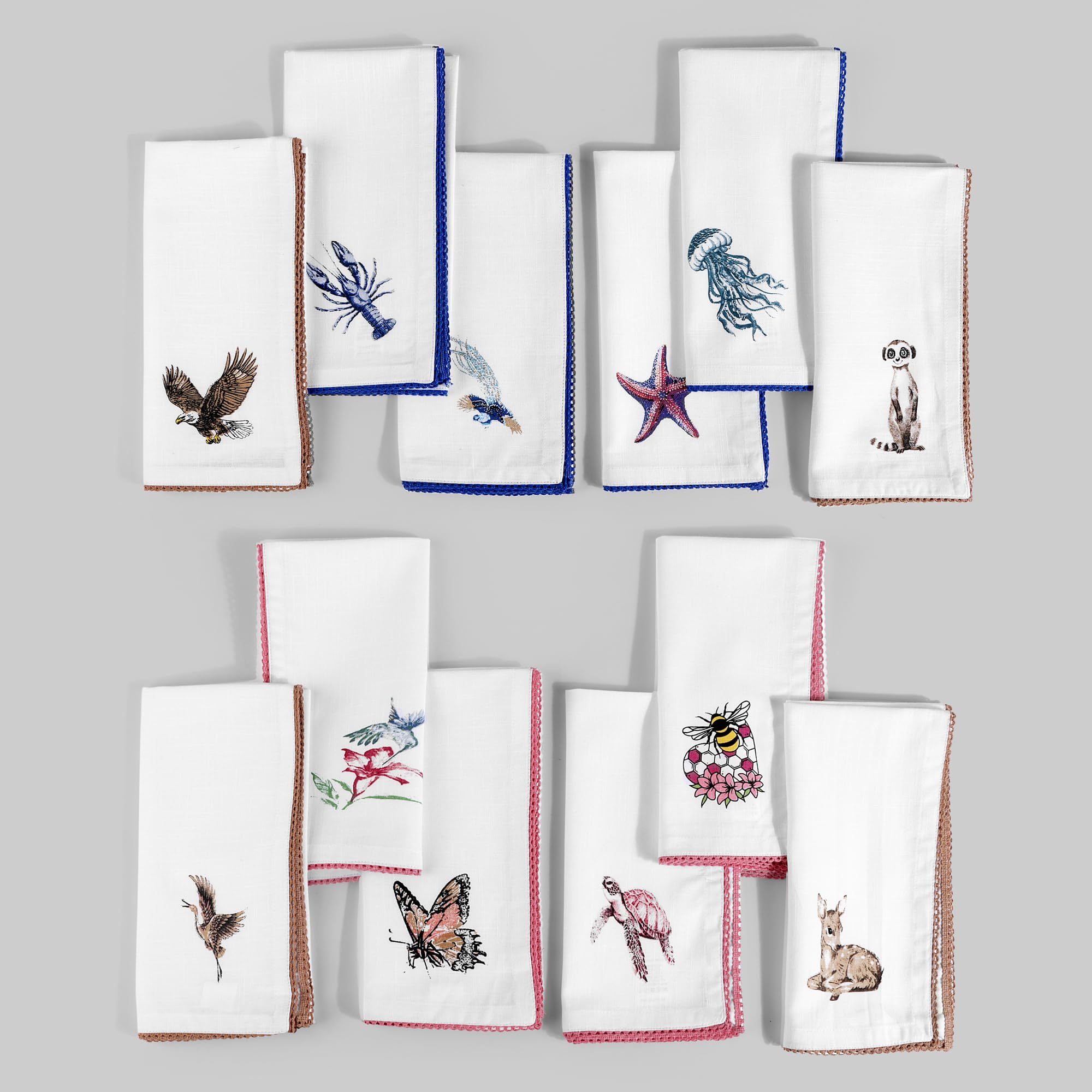 FINGERCRAFT Lot de 12 serviettes de table en tissu, en lin mélangé de coton, pour dîner, coins mitrés, parfaites pour les fêtes, dîners, mariages, cocktails, Noël, Pâques, 20 x 20 cm